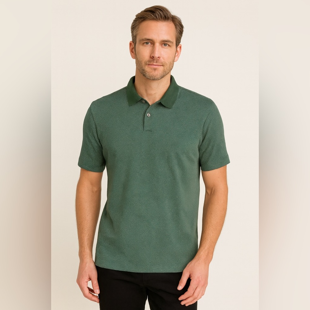Theory Green Birdseye Golf Polo Performance Cotton Blend Men’s Large